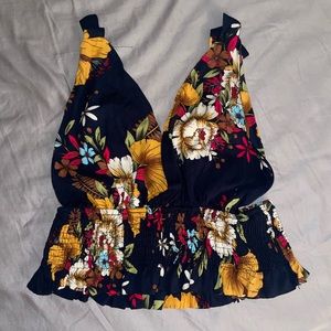 Floral tie top and matching shorts.